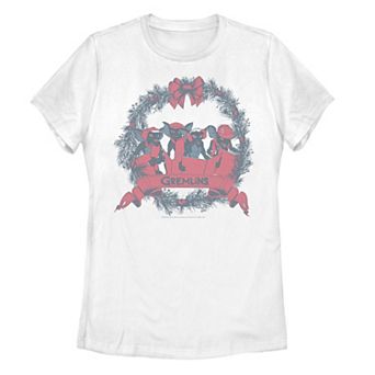 Juniors Gremlins Christmas Wreath Group Shot Tee