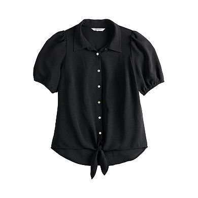 Women's Nine West Button-Front Knot-Hem Shirt
