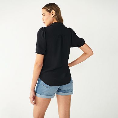 Women's Nine West Button-Front Knot-Hem Shirt