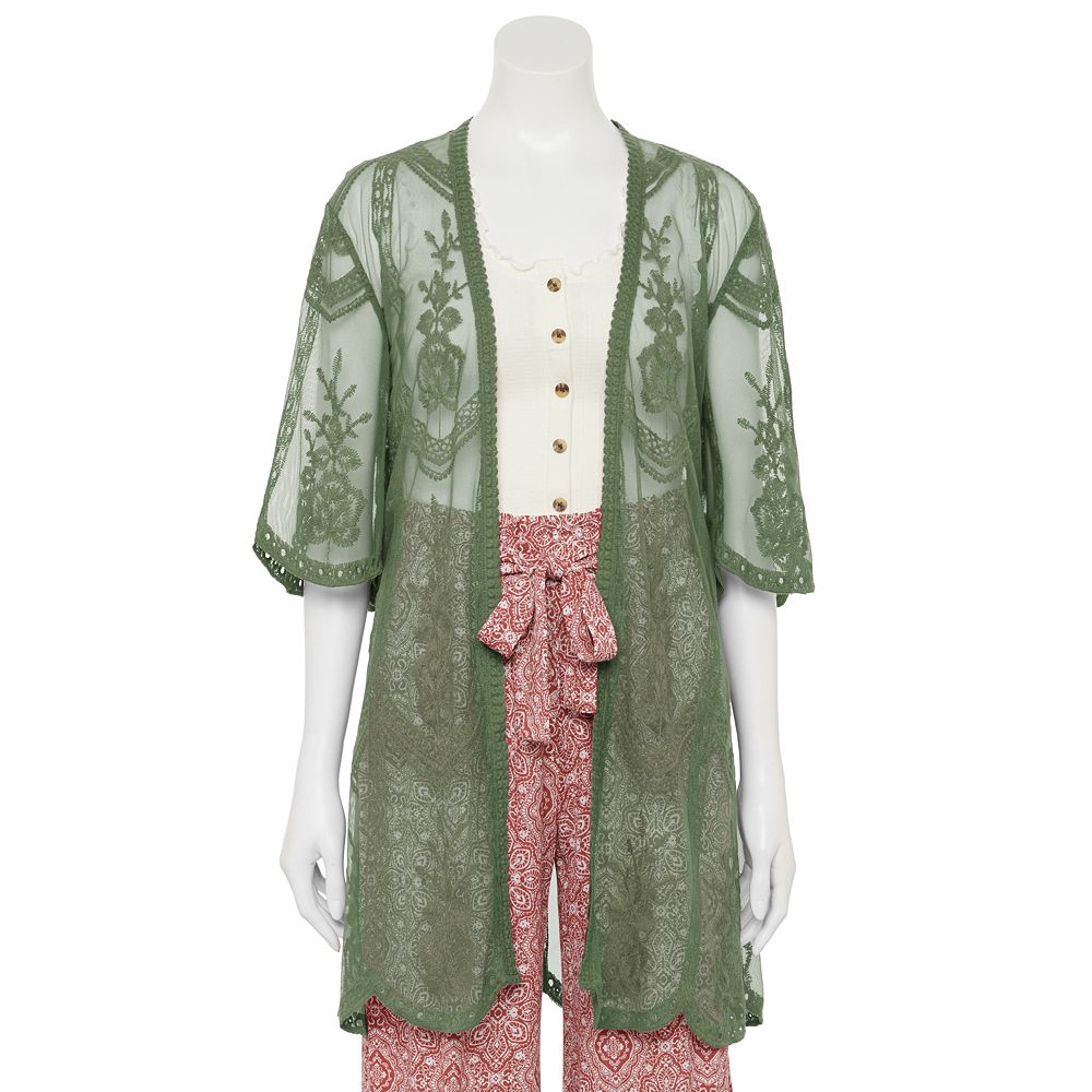 Women's Miss Chievous All-Over Embroidered Lace Kimono