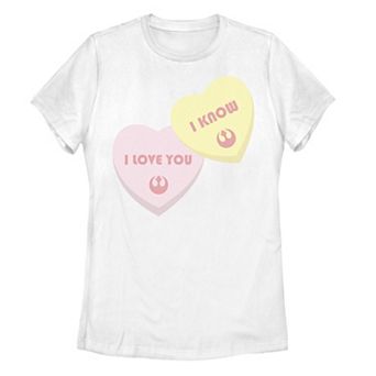 Juniors' Star Wars Candy Hearts Love Valentine's Day Tee