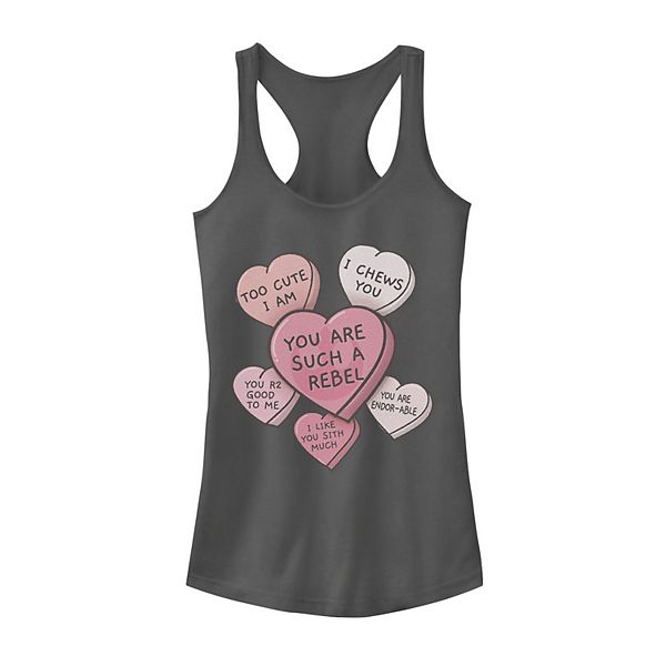 Juniors' Star Wars Valentines Candy Heart Quotes Tank Top