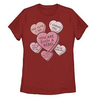 Juniors' Star Wars Valentines Candy Heart Quotes Tee