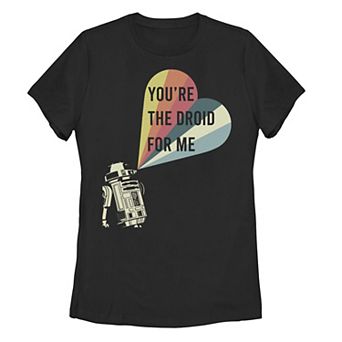 Juniors' Star Wars R2-D2 Droid For Me Striped Heart Tee