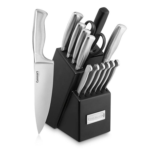 15 Piece Kitchen Knife Set With Storage Block - default  Knife set  kitchen, Kitchen knives, Stainless steel knife set