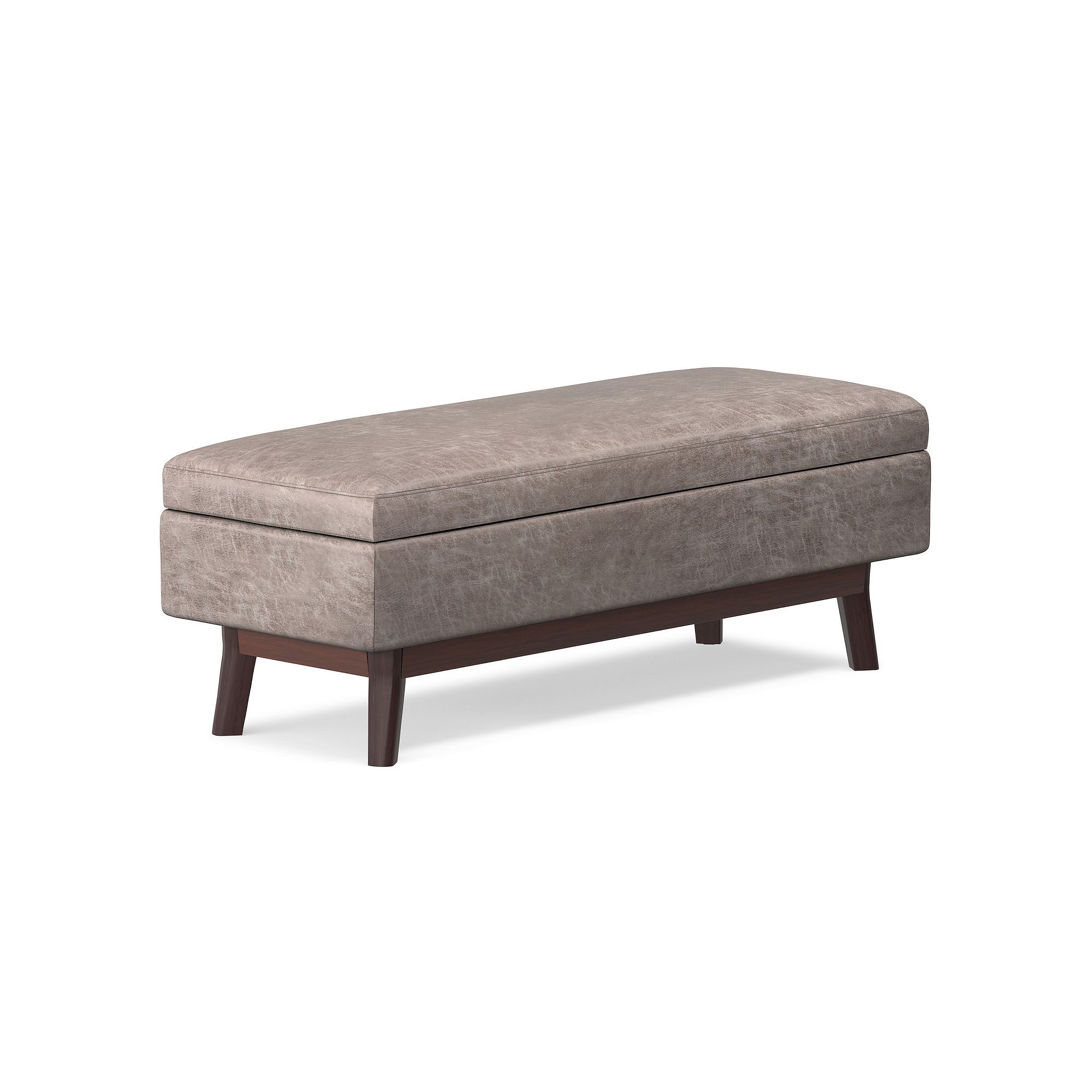 Simpli Home Owen Gray Rectangular Storage Ottoman, Distressed Gray