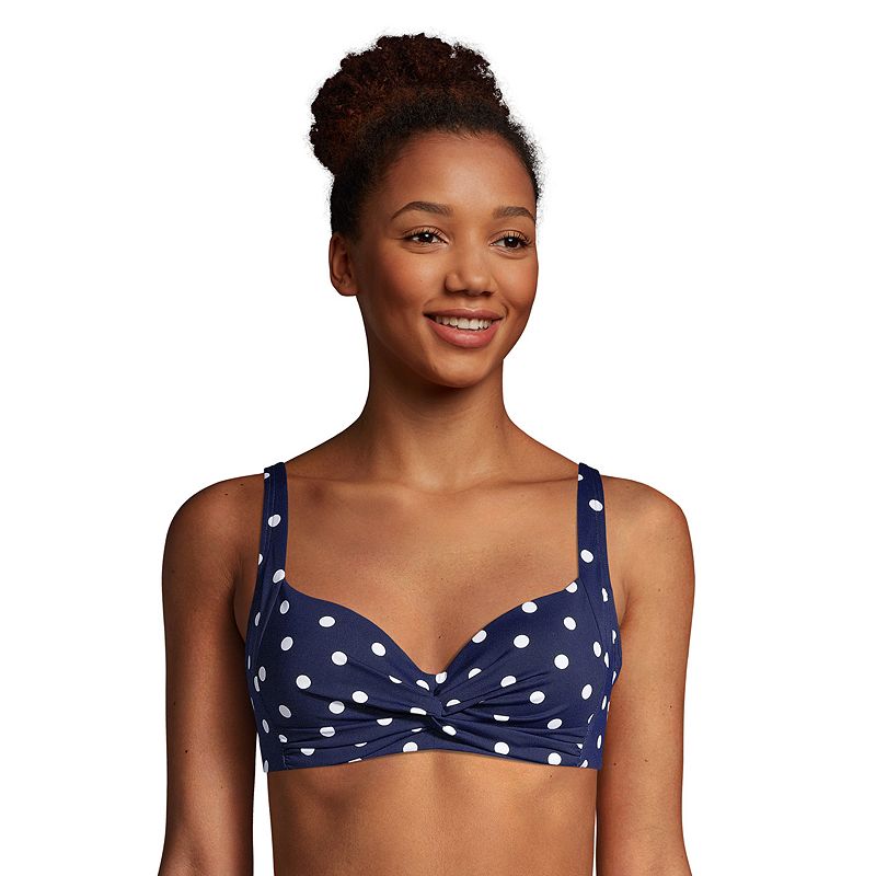 Women's Lands' End DDD-Cup Twist-Front Underwire Bikini Top, Size: 4 Ddd, Deep  Polka Dot