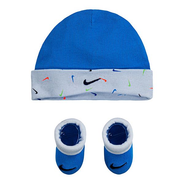 Baby Nike Swooshfetti Print Beanie Hat & Booties Set