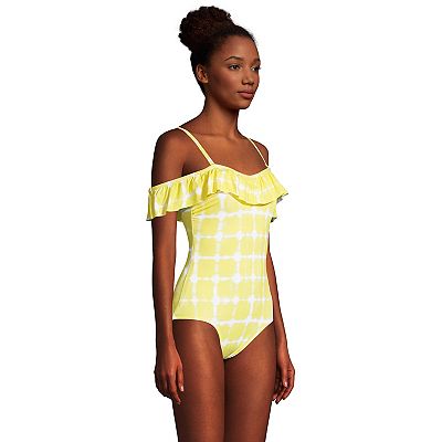Yellow off the shoulder one piece swimsuit new arrivals