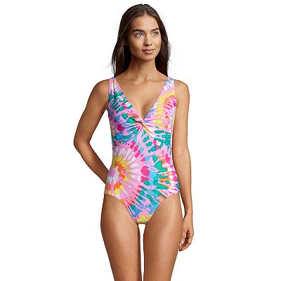Women s Lands End Tummy Control Twist Front One Piece Swimsuit