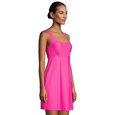 Women's Lands' End Tummy Control UPF 50 Squareneck One-Piece Swim Dress