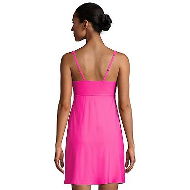 Women's Lands' End Tummy Control UPF 50 Squareneck One-Piece Swim Dress