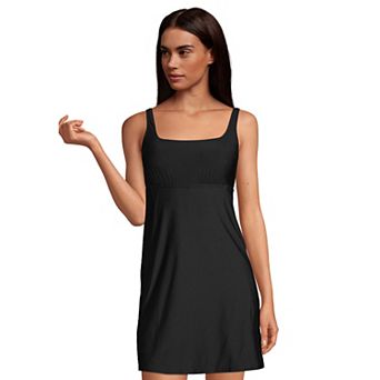 Women's Lands' End Tummy Control UPF 50 Squareneck One-Piece Swim Dress
