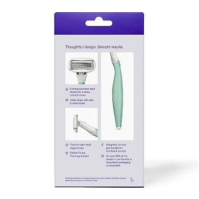 Flamingo Women's 5-Blade Razor with Replacement Blade Cartridge