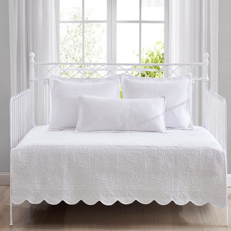 Laura Ashley Solid Trellis Daybed Set, White, DAYBED REG