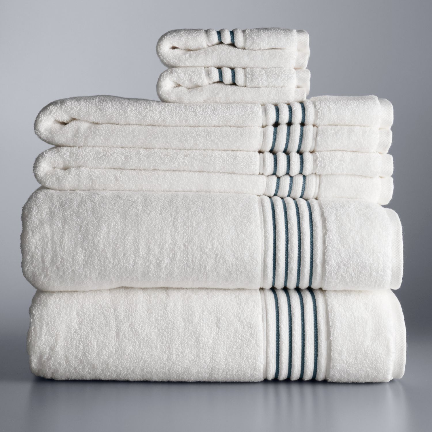 Simply Vera Vera Wang Signature Border 6 Piece Bath Towel Set   4946270 Ocean Blue