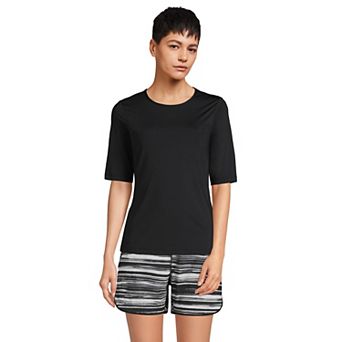 Women's Lands' End UPF 50 Elbow-Sleeve Rash Guard Swim Tee