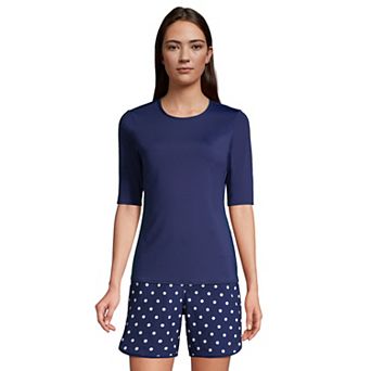 Women's Lands' End UPF 50 Elbow-Sleeve Rash Guard Swim Tee