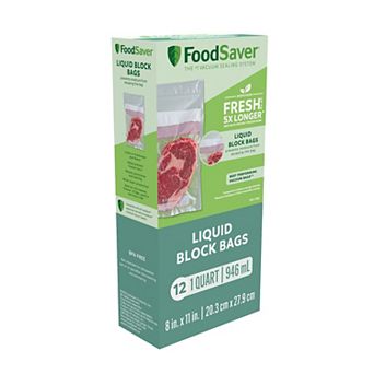 FoodSaver Liquid Block Vacuum-Seal Quart Bag 12 pk
