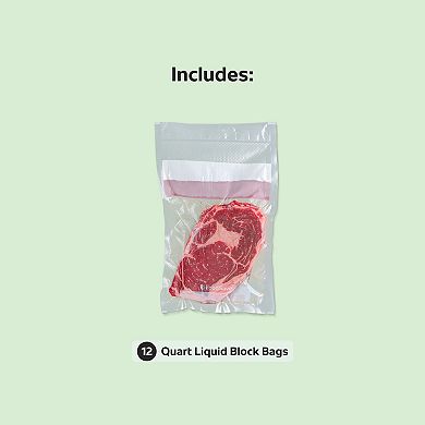 FoodSaver Liquid Block Vacuum-Seal Quart Bag 12-pk.