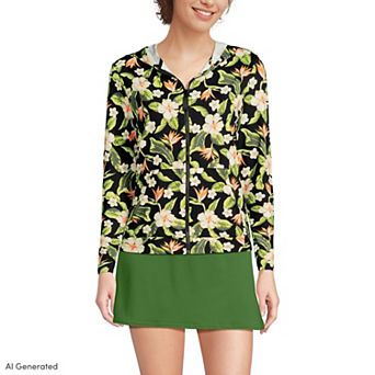 Women's Lands' End UPF 50 Hooded Long-Sleeve Rash Guard