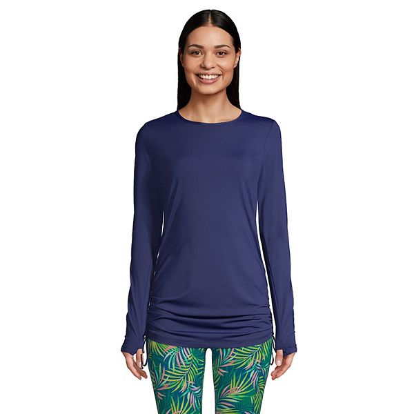 Women's Lands' End UPF 50 RuchedSide Rash Guard Swim Tunic