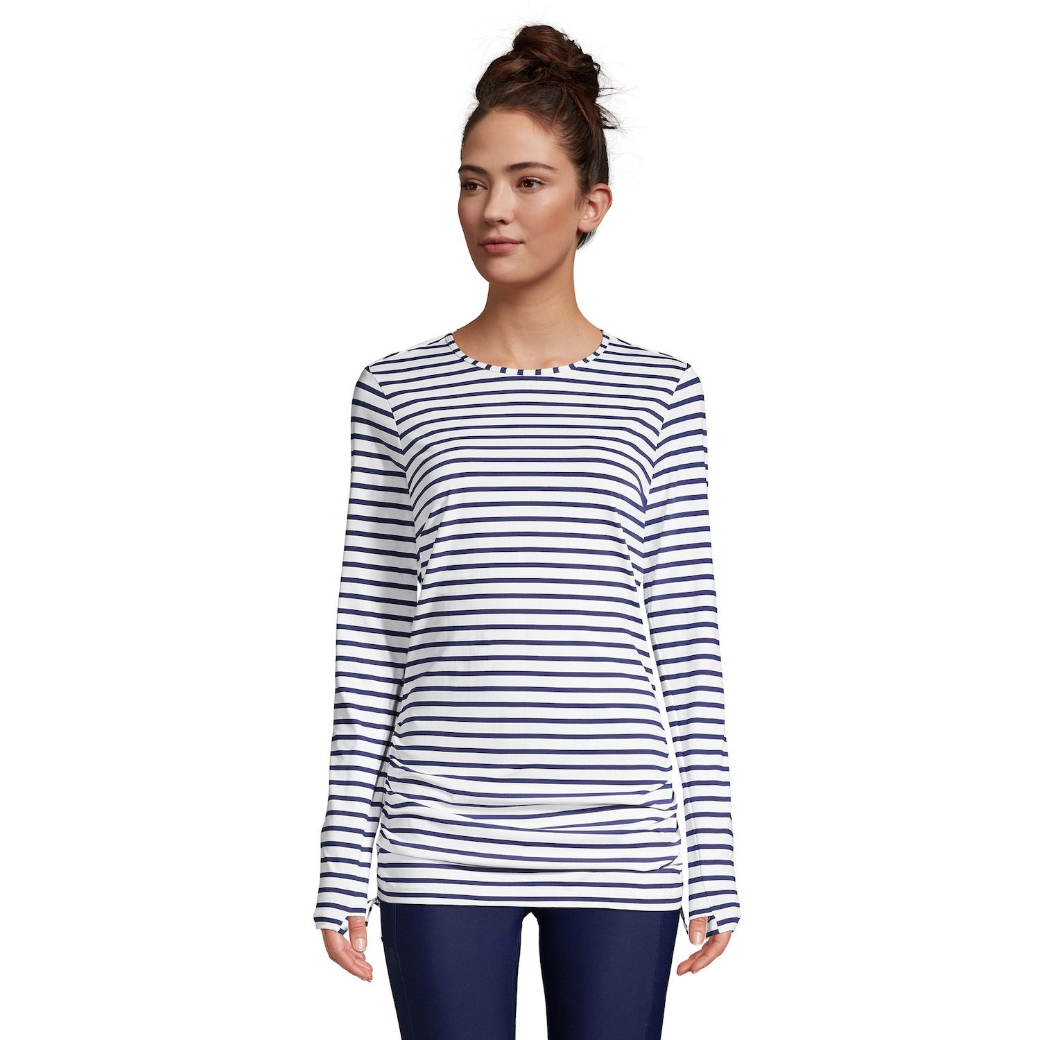 Image for Lands' End Women's UPF 50 Ruched-Side Rash Guard Swim Tunic at Kohl's.