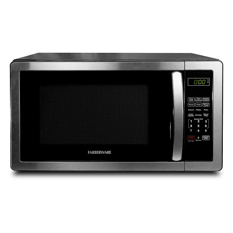 Farberware Classic 1000-Watt Stainless Steel Microwave Oven, Black
