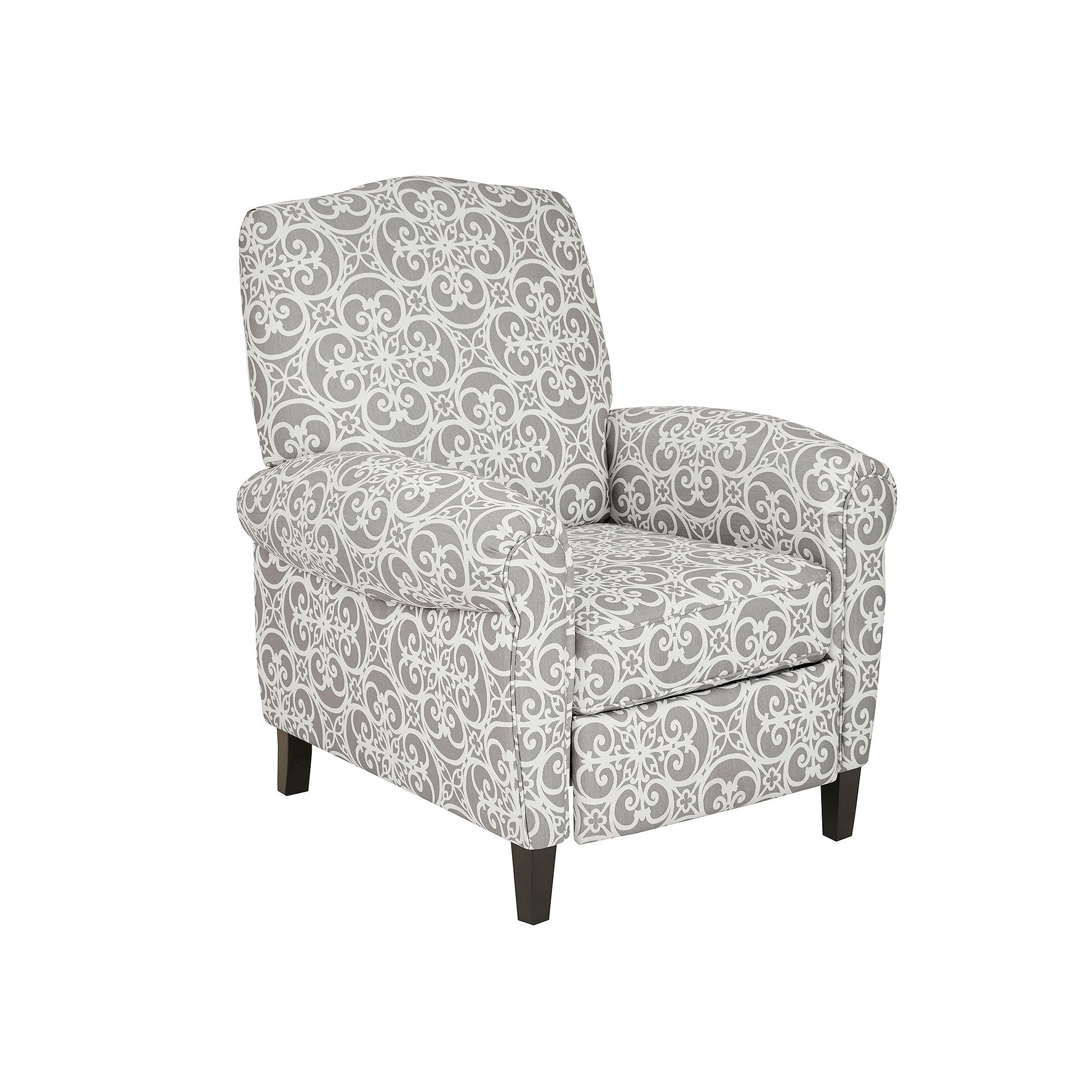 Madison Park Oscar Push Back Recliner Chair, Gray