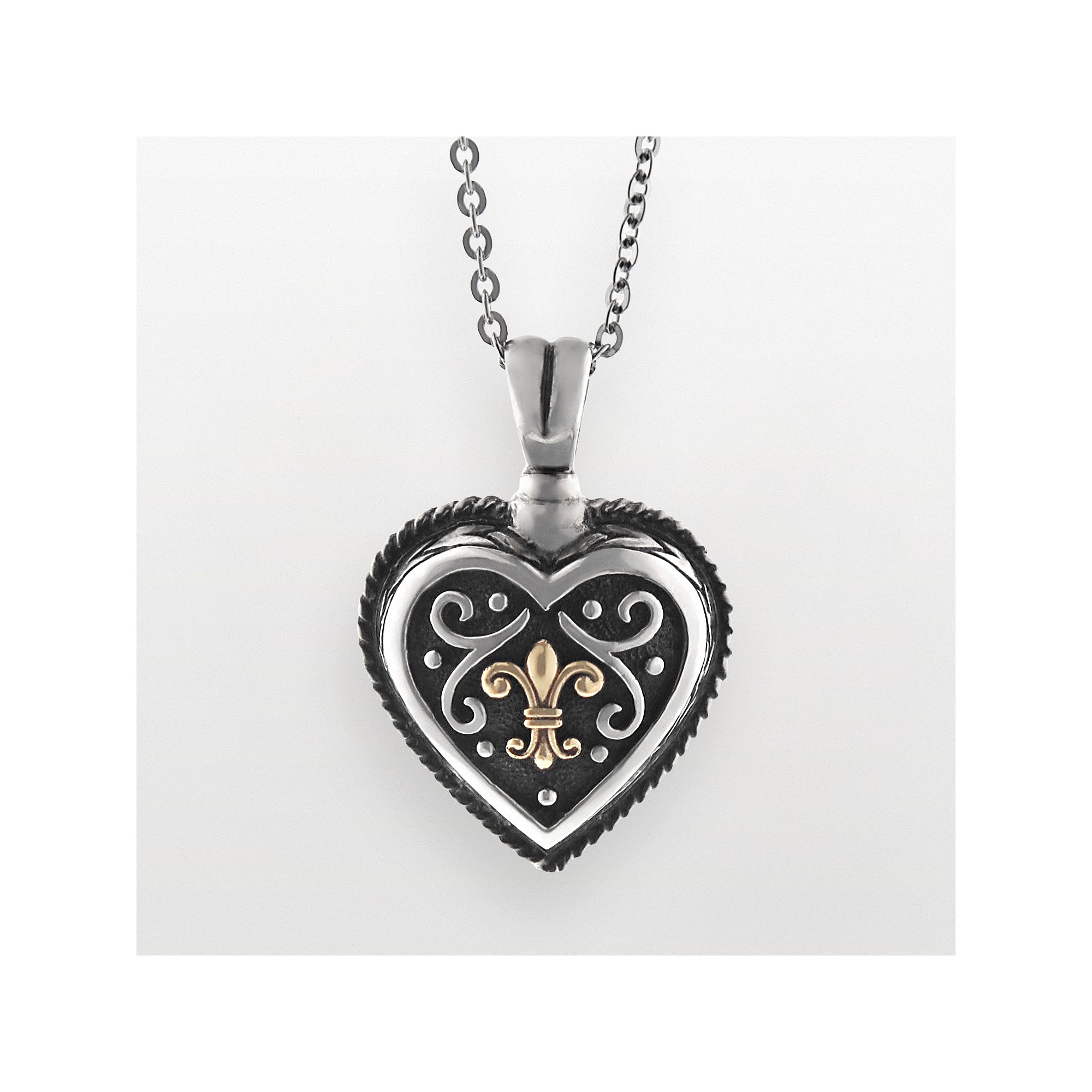 14k Gold and Sterling Silver Etruscan Heart Pendant, Womens, Size: 18, 