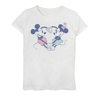 Disney's Mickey Mouse & Friends Girls 7-16 Mickey & Minnie Heart Hands Graphic Tee