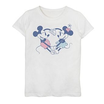 Disney's Mickey Mouse & Friends Girls 7-16 Mickey & Minnie Heart Hands Graphic Tee