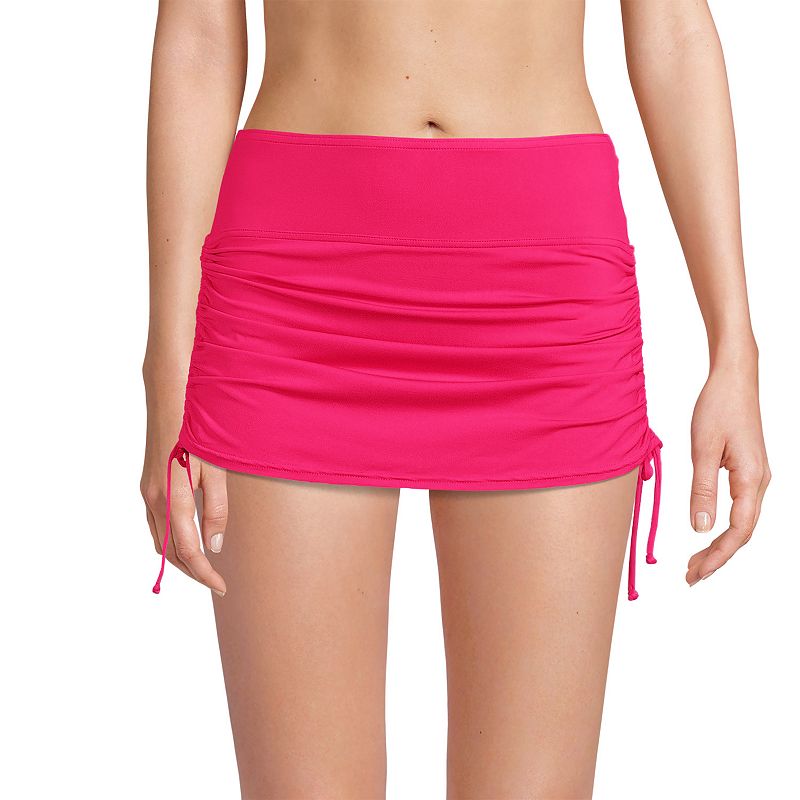 Womens Lands End Tummy Control UPF 50 Ruched-Side Swim Skirt, Size: 4, Da