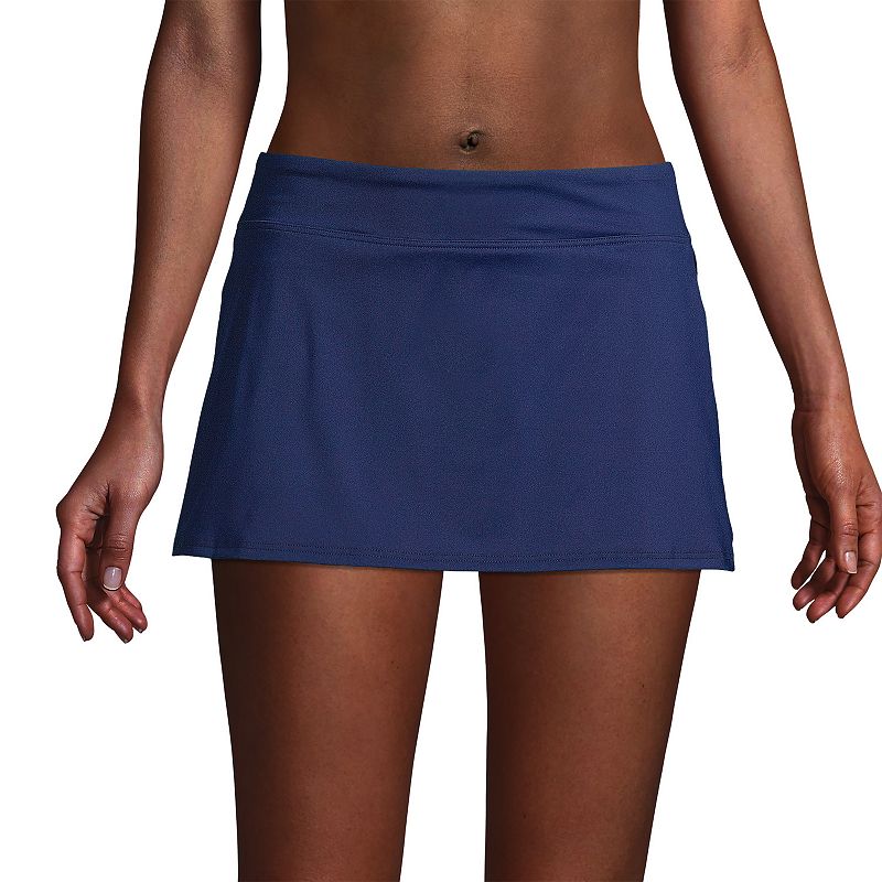 Womens Lands End UPF 50 Tummy Slimmer Mini Swim Skirt, Size: 2, Blue