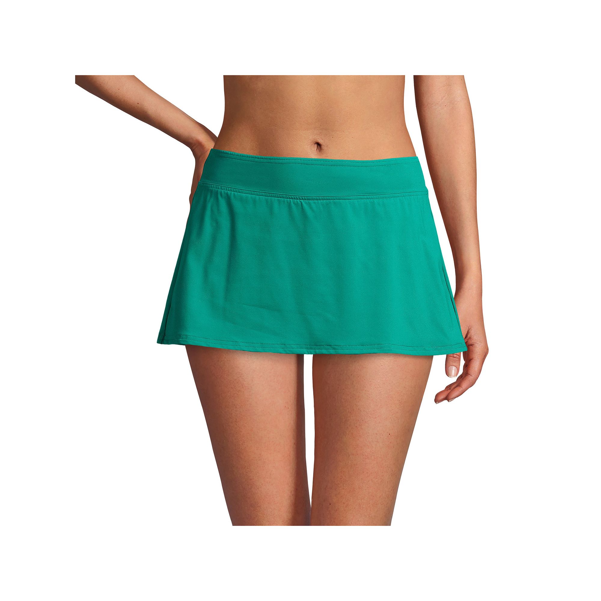 Womens Lands End UPF 50 Mini Swim Skirt, Size: 2, Island Green