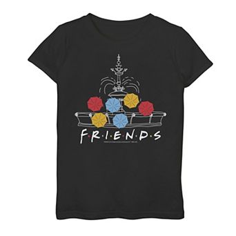 Girls 7-16 Friends Umbrella Fountain Outline Graphic Tee