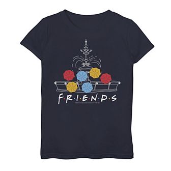 Girls 7-16 Friends Umbrella Fountain Outline Graphic Tee