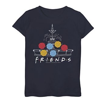 Girls 7-16 Friends Umbrella Fountain Outline Graphic Tee