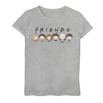 Girls 7-16 Friends Group Shot Cute Cartoon Style Portrait Line Up Graphic Tee