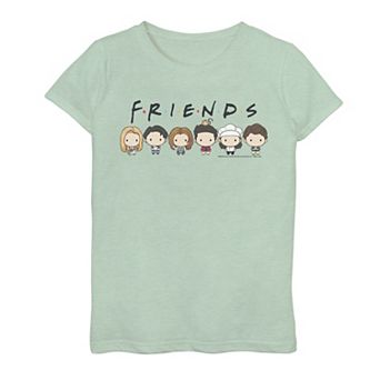 Girls 7-16 Friends Group Shot Cute Cartoon Style Portrait Line Up Graphic Tee