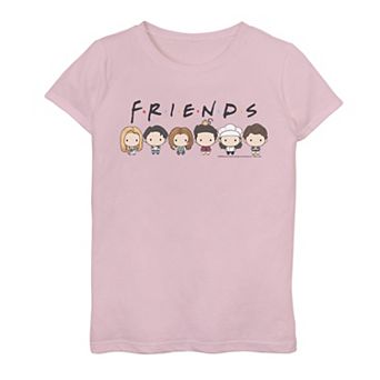 Girls 7-16 Friends Group Shot Cute Cartoon Style Portrait Line Up Graphic Tee