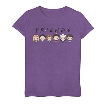 Girls 7-16 Friends Group Shot Cute Cartoon Style Portrait Line Up Graphic Tee