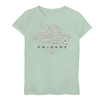 Girls 7-16 Friends Love & Laughter Text Graphic Tee