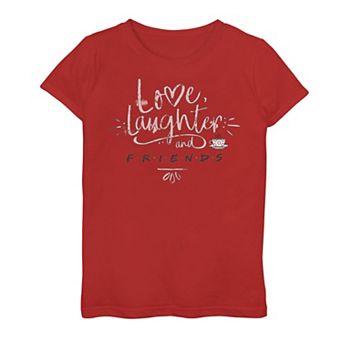 Girls 7-16 Friends Love & Laughter Text Graphic Tee
