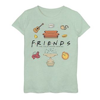 Girls 7-16 Friends Chibi Icon Jumble Graphic Tee