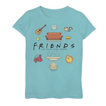 Girls 7-16 Friends Chibi Icon Jumble Graphic Tee