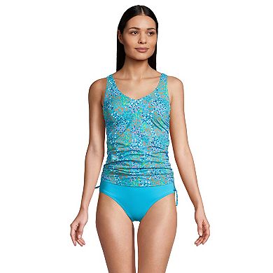 Women's Lands' End Ruched-Sides V-Neck UPF 50 Tankini Top