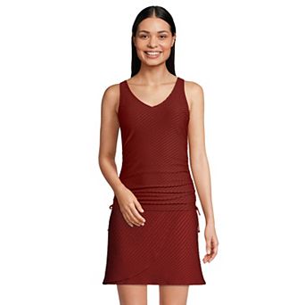 Women's Lands' End Ruched-Sides V-Neck UPF 50 Tankini Swimsuit Top