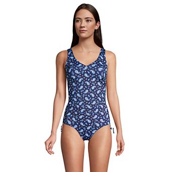 Women's Lands' End Ruched-Sides V-Neck UPF 50 Tankini Swimsuit Top
