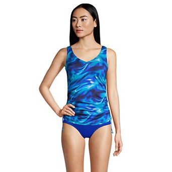 Women's Lands' End Ruched-Sides V-Neck UPF 50 Tankini Swimsuit Top